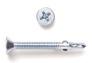 12-24 X 2-1/2 FLAT HEAD PHILLIPS SELF DRILL SCREW WITH WINGS ZINC PLATED - FOR WOOD TO METAL